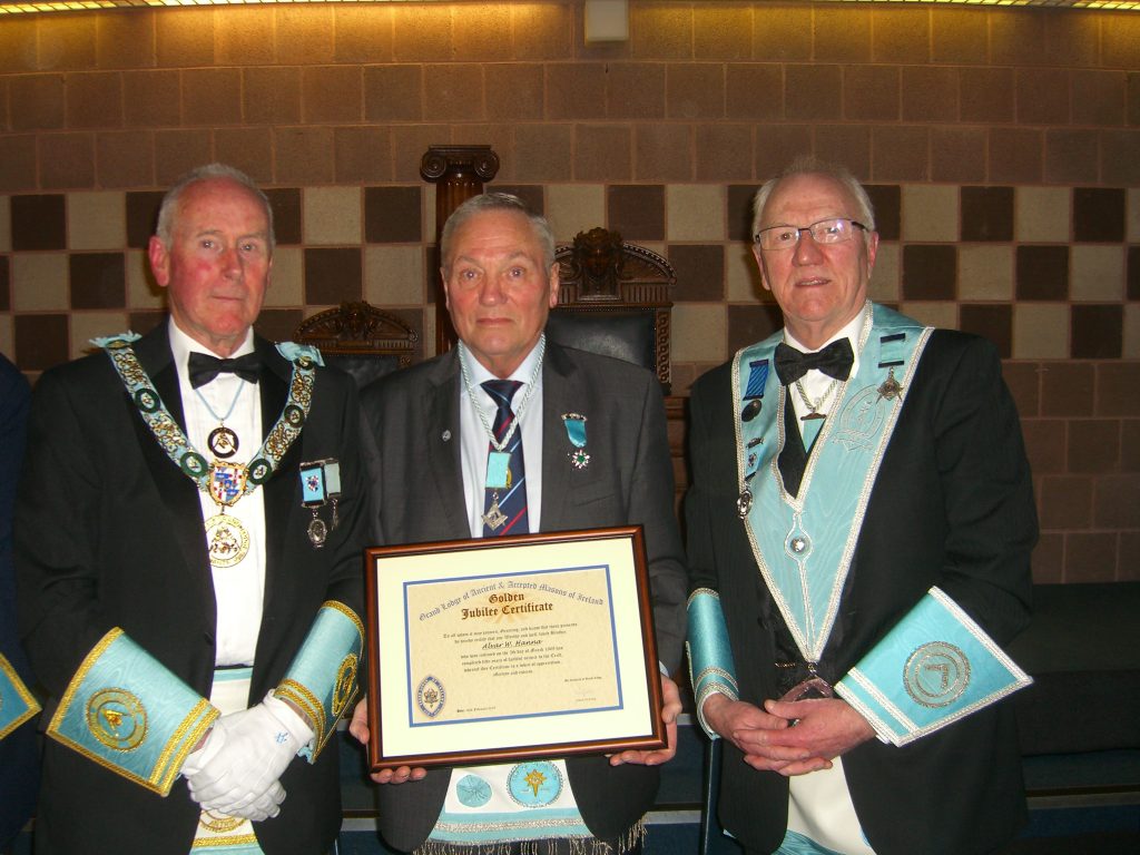 Congratulations to W.Brother William Hanna on receiving his 50 Year Jewel and Certificate.